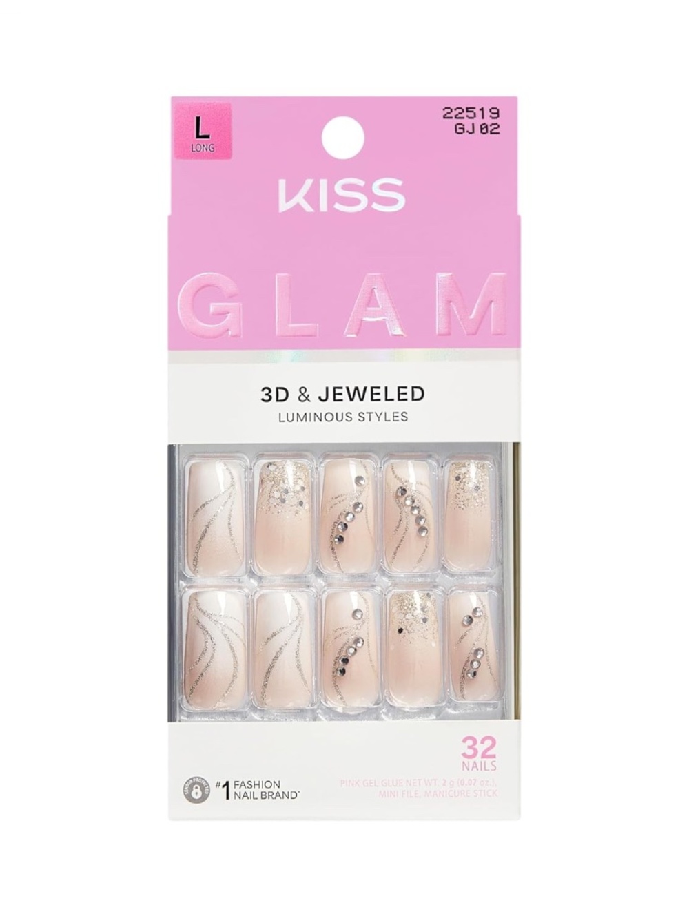 Kiss GLAM 3D & Jeweled Press-On Nails Wrapped in Beauty